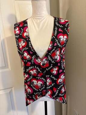 111 Main Puppy Love Vest 1X Black Red Hearts Dogs